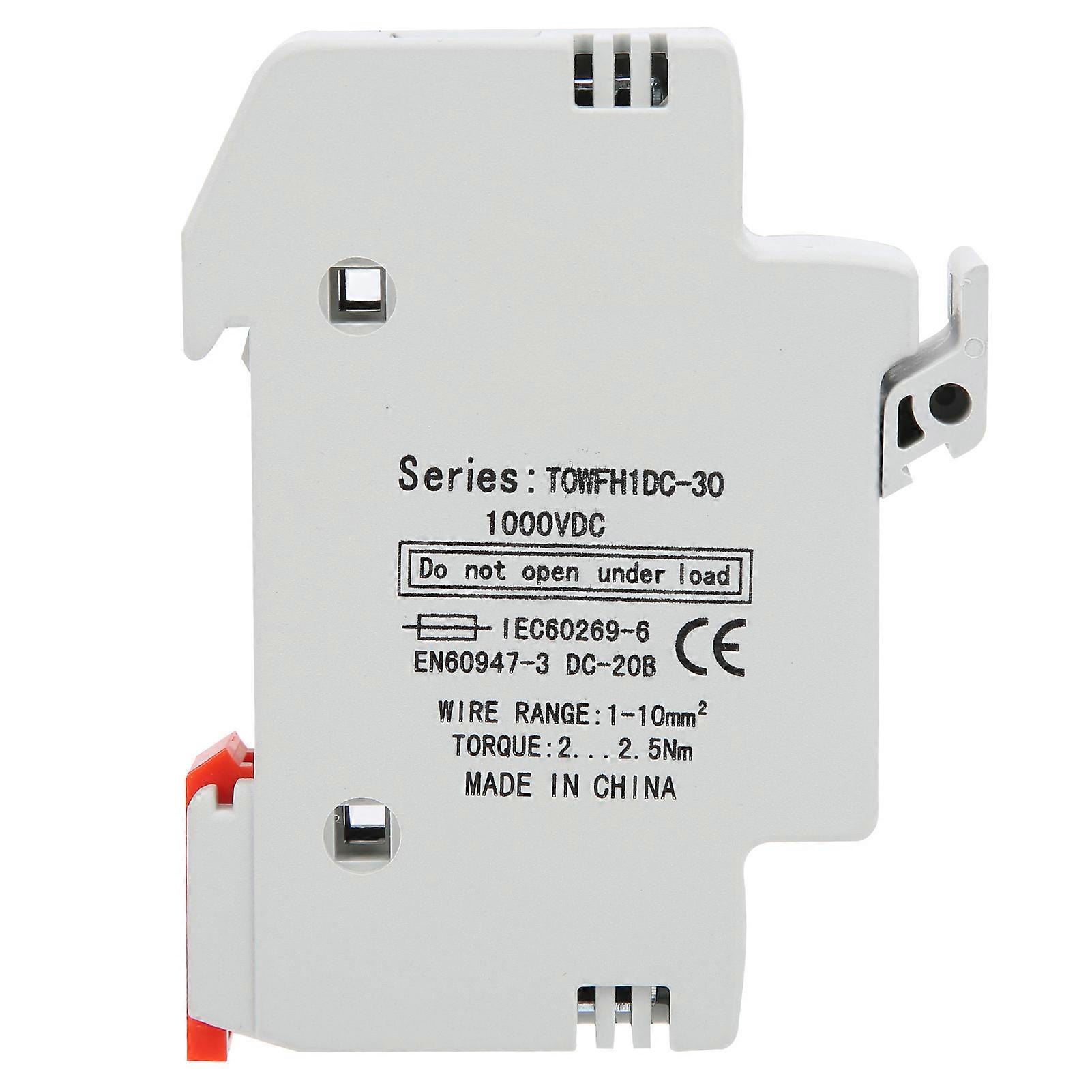 Ouitble DIN Rail Mount Fuse Holder Base Fuse Holder Base, DIN Rail Mount 1 Pole Fuse Holder, DC Fuse 10A 1000VDC, Power Distribution Control