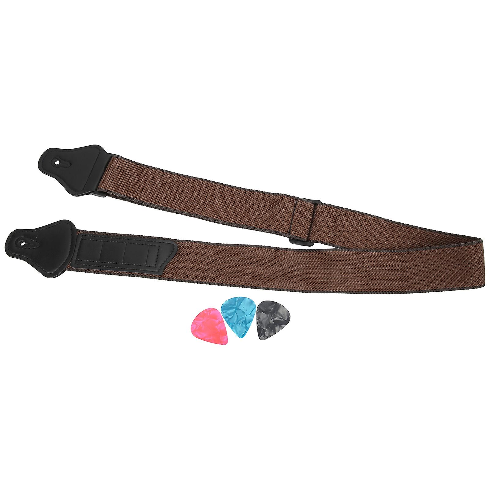 Sangle de guitare en coton réglable, kit de médiators en celluloïd, accessoires pour instruments à cordes (médiators marron)