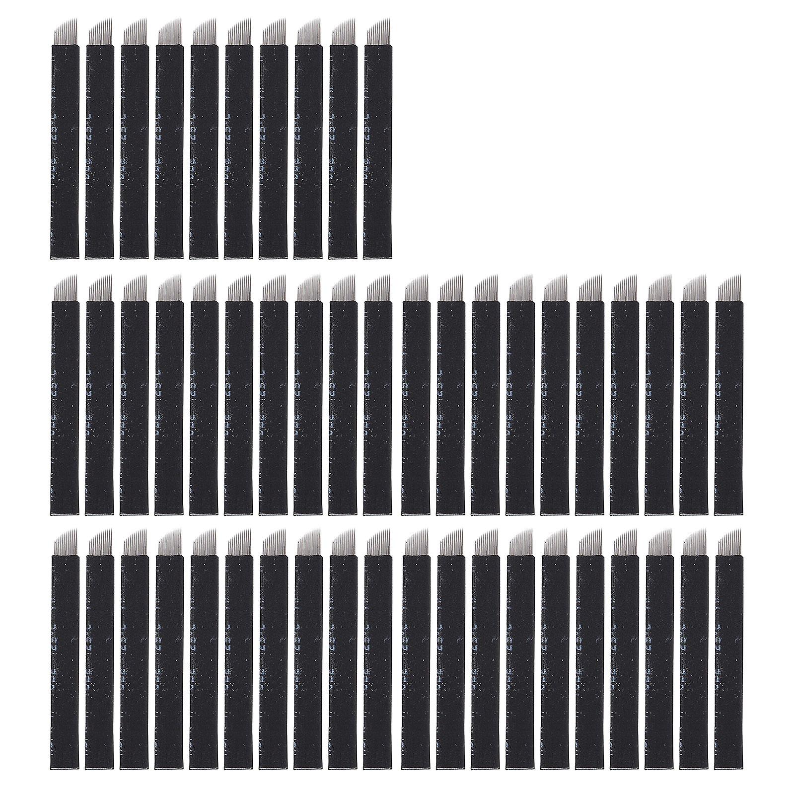 Lot de 50 aiguilles de microblading pour sourcils, yeux, lèvres, tatouage, 9/12/14/16/21 broches (12 broches)