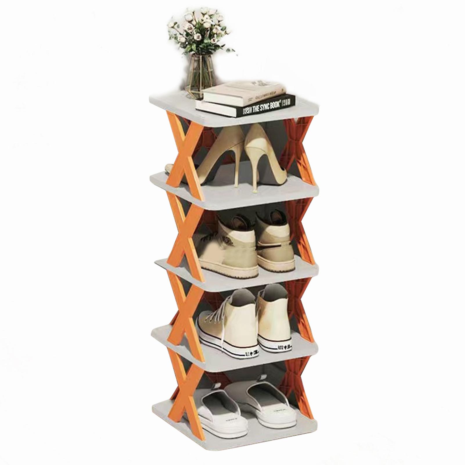 Plastic Shoe Rack Stackable DIY Free Combination Tiered Shoe Organiser for Entrance Hallway