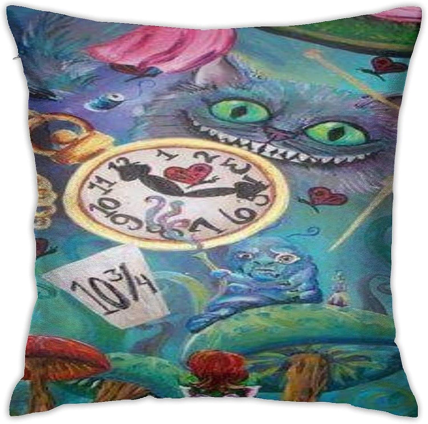 快適な装飾的なクッションカバー、アニメ不思議の国のアリス、ソファソファチェア45cのためのクッション枕カバー1ソフトスクエアスロー枕カバーのパック