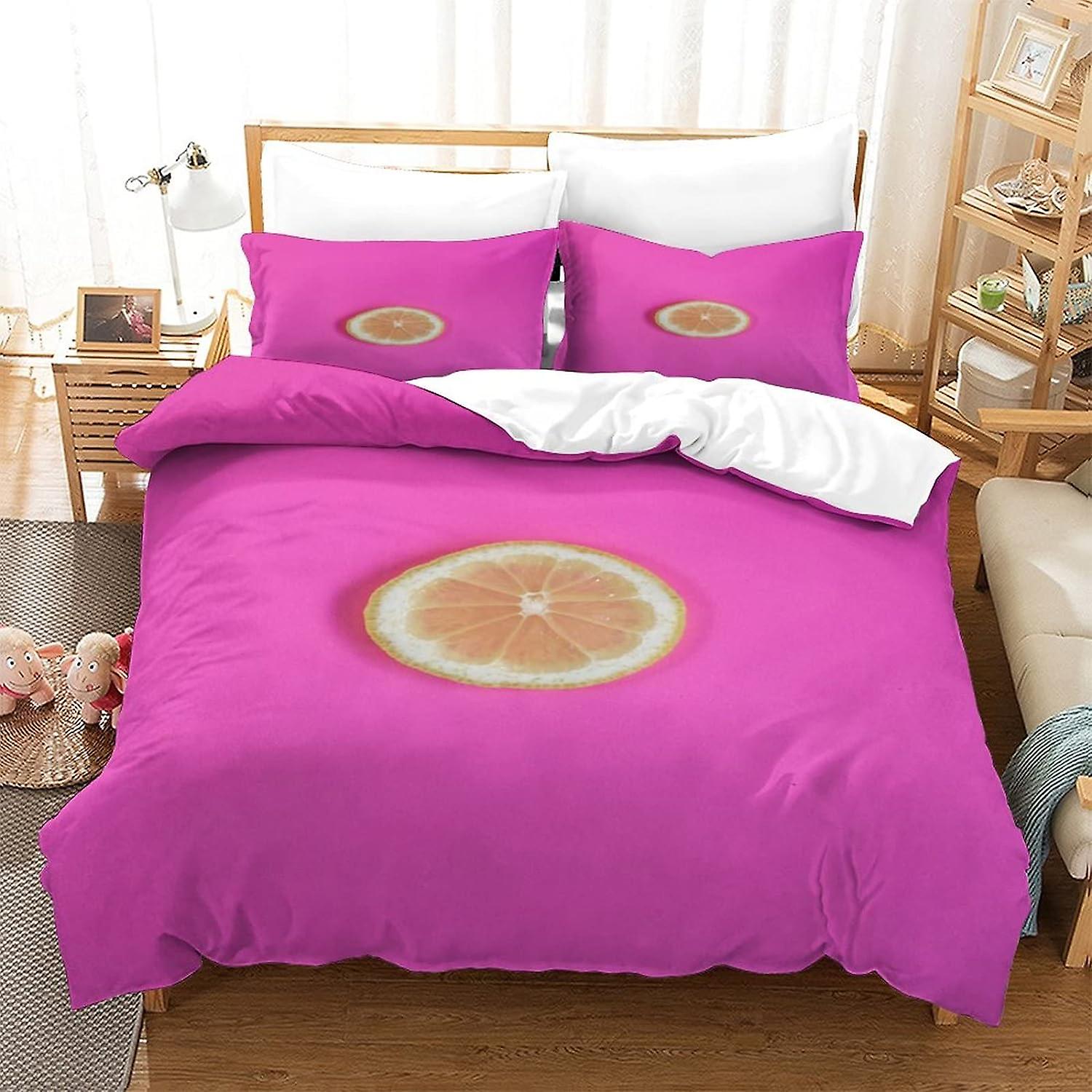 Citronskiva Citrus Påslakan Set Lyxigt 3D-tryckt sängkläder Minimalism Pojkar Och Flickor Vuxen Täcke Täcke För Sängkläder, Ultra Soft Microfiber Set med Pi