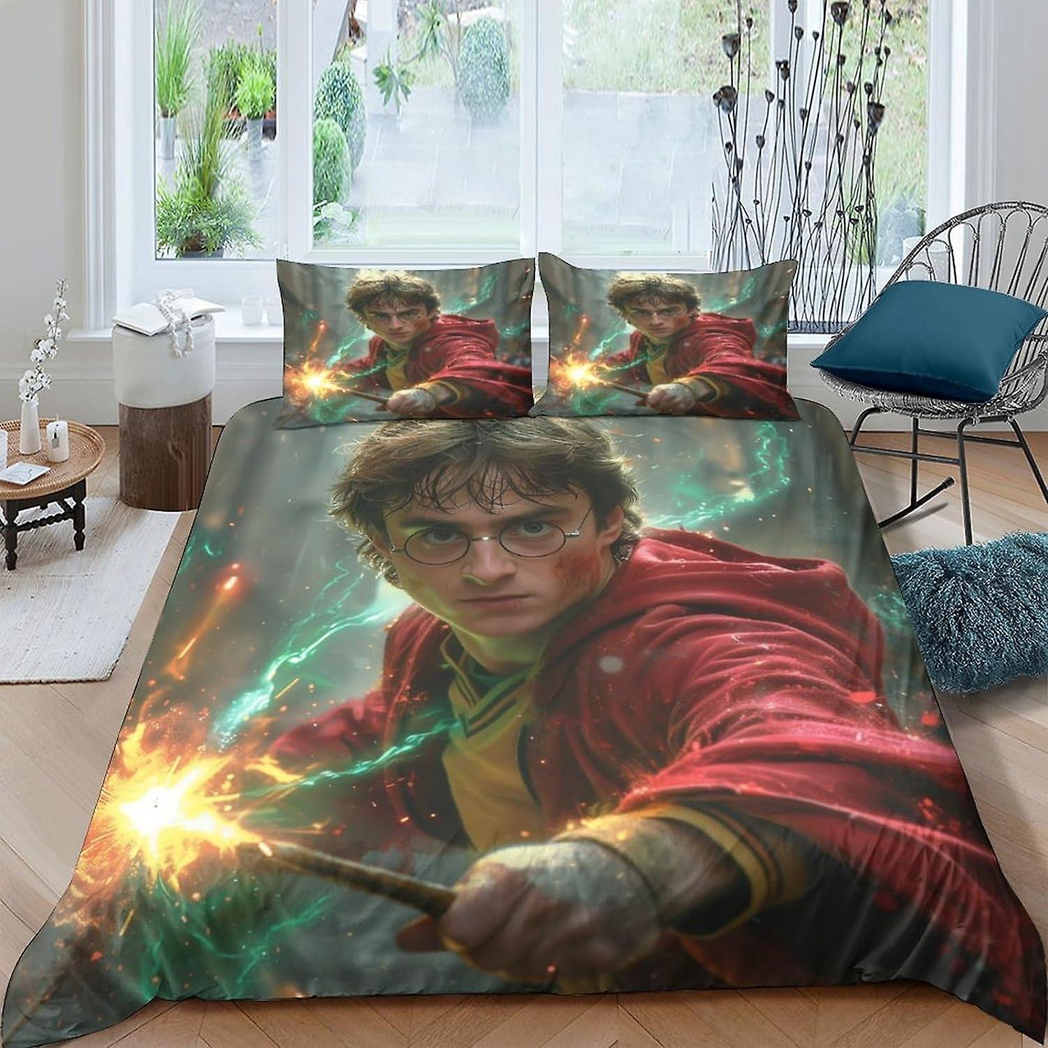 Harry Potter 3D-print Anime-figurer Dynetrekk for gutter Jenter Dynetrekk dynetrekk Mykt mikrofibersengetøy sett med glidelåslukking med Pi