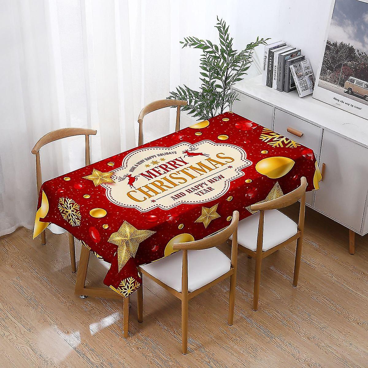 Rectangular Christmas Tablecloth Polyester 140 * 180cm Christmas Tree Patterns for Christmas Table D