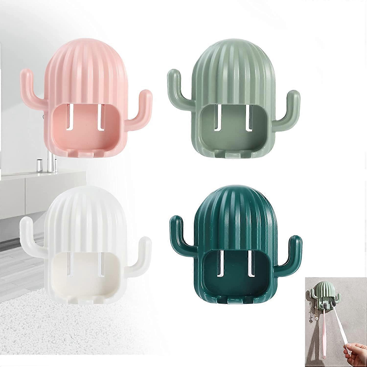 Wall Mounted Toothbrush Holder, 4pcs Reusable Multifunctional Waterproof Toothbrush Holder Auto Hooks