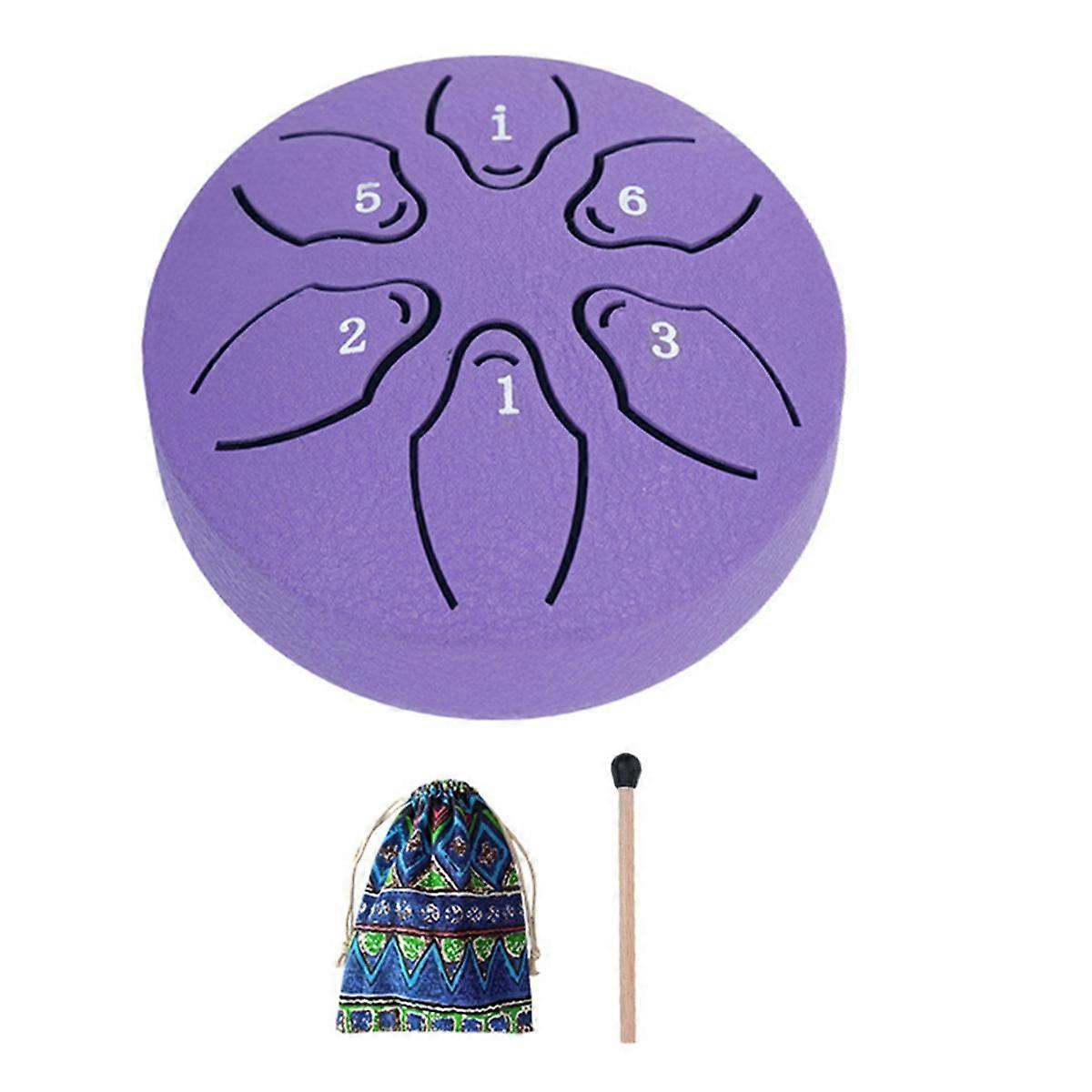 Tambor de Chuva para Tambor de Língua de Aço Externo, 6 Notas 3 Polegadas Tambor de Tanque de Chakra Percussão de Aço Acolchoado