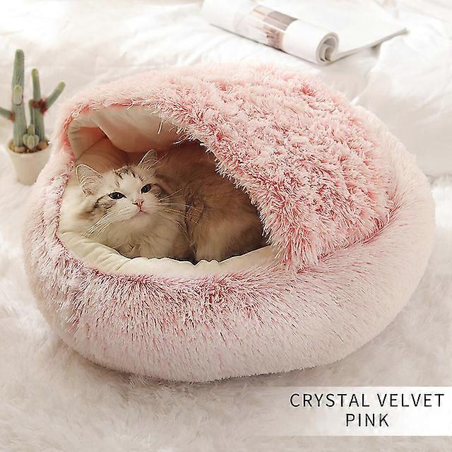 vinter lang plysj kjæledyr katt seng rund katt pute katt hus 2 i 1 varm katt kurv katt sovepose katt nest kennel for liten hund katt