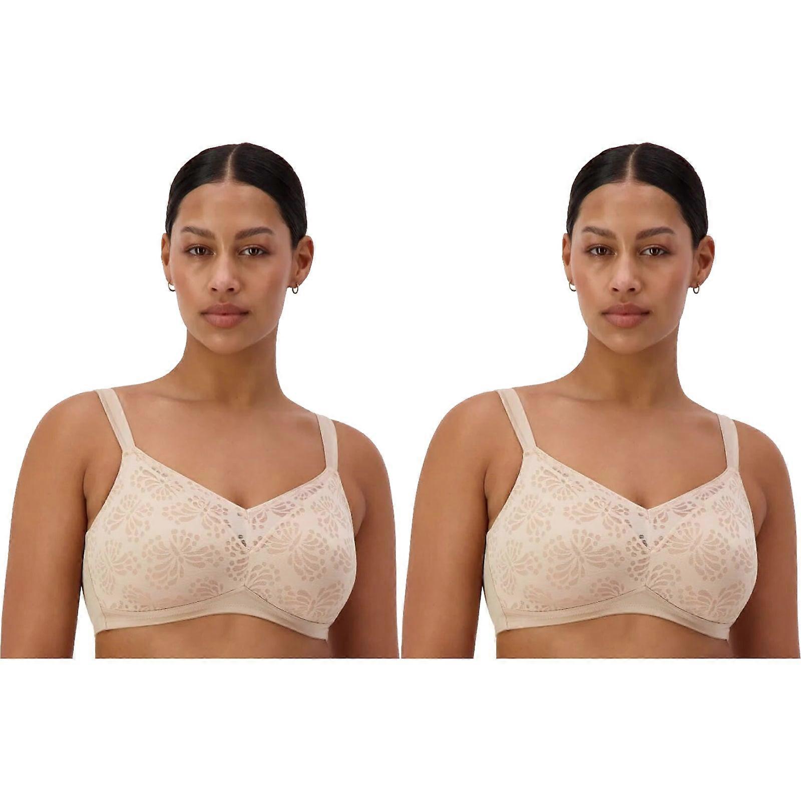 2X Tri.umph Lacy Wire Free Minimiser N Women Full Coverage Lingerie Bra New Beige Bulk
