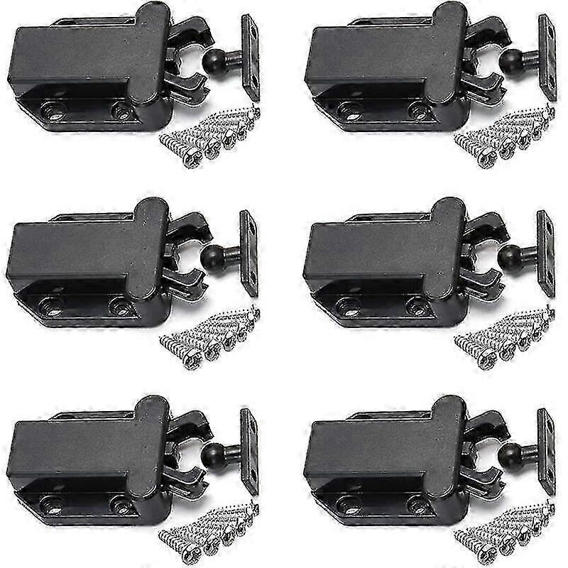 6 Pieces Push To Open Touch Release Cabinet Latches Non Magnetic Drawer Latches Cabinet Closet Furniture Door Touch Latch, Black