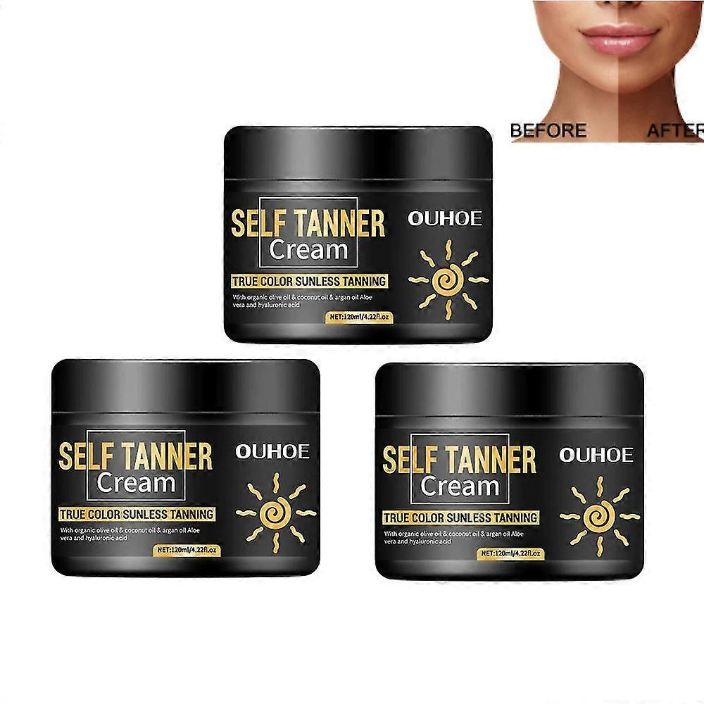 3 قطع OUHOE 120 جرام كريم دباغة بني كريم مسرع دباغة طبيعي للعناية ببشرة الجسم للدباغة الداكنة للشمس في الهواء الطلق-4280555618851