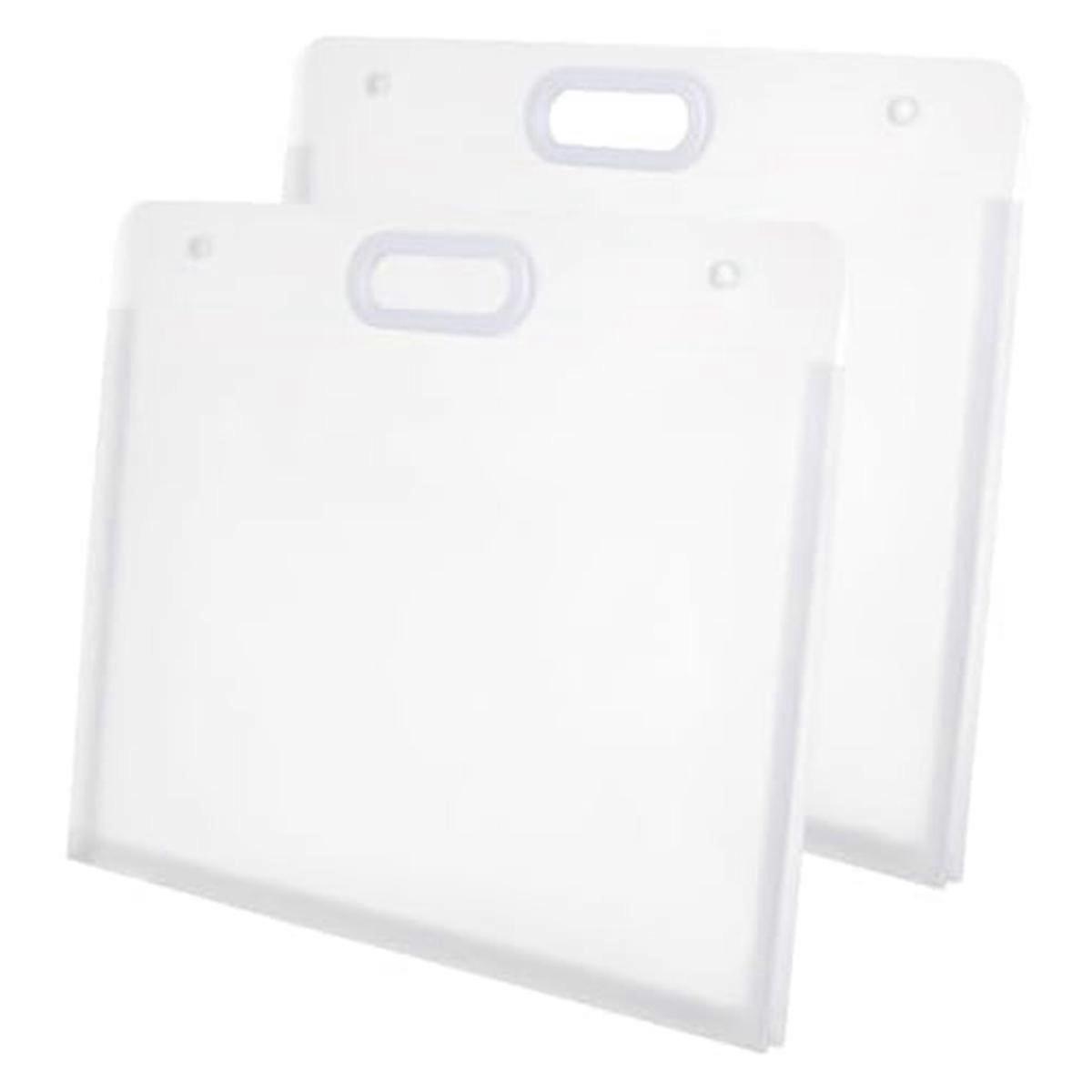 2Pcs Plastic Art Folders,Waterproof Folders with Handles Rectangular Art Storage Box for Painting S