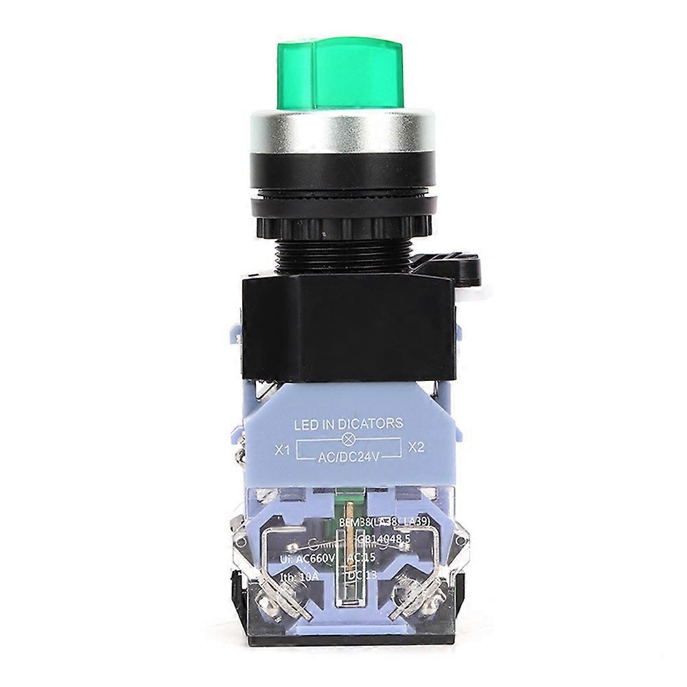 2 Position Maintained Selector Switch 22mm Knob Green Light 10 Pcs