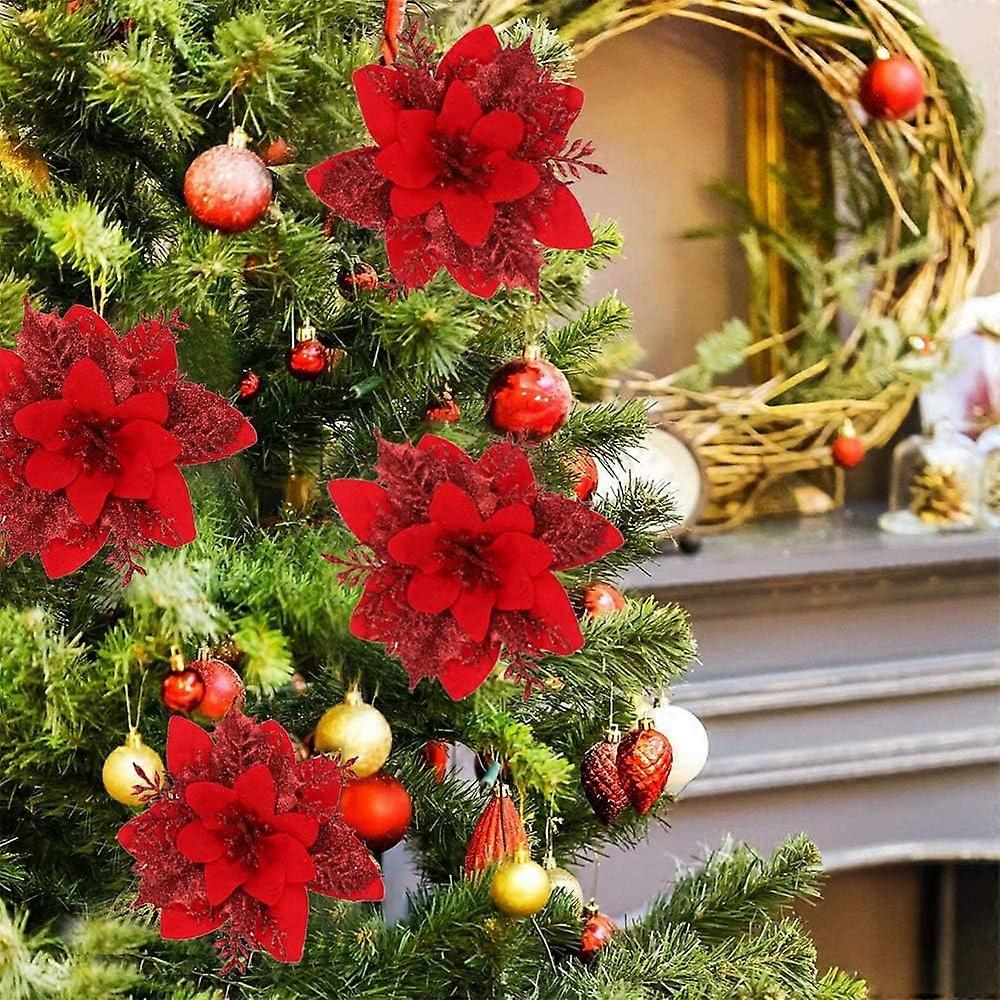 Balabela 24pcs Christmas Flowers, Artificial Christmas Flowers, Glitter ...