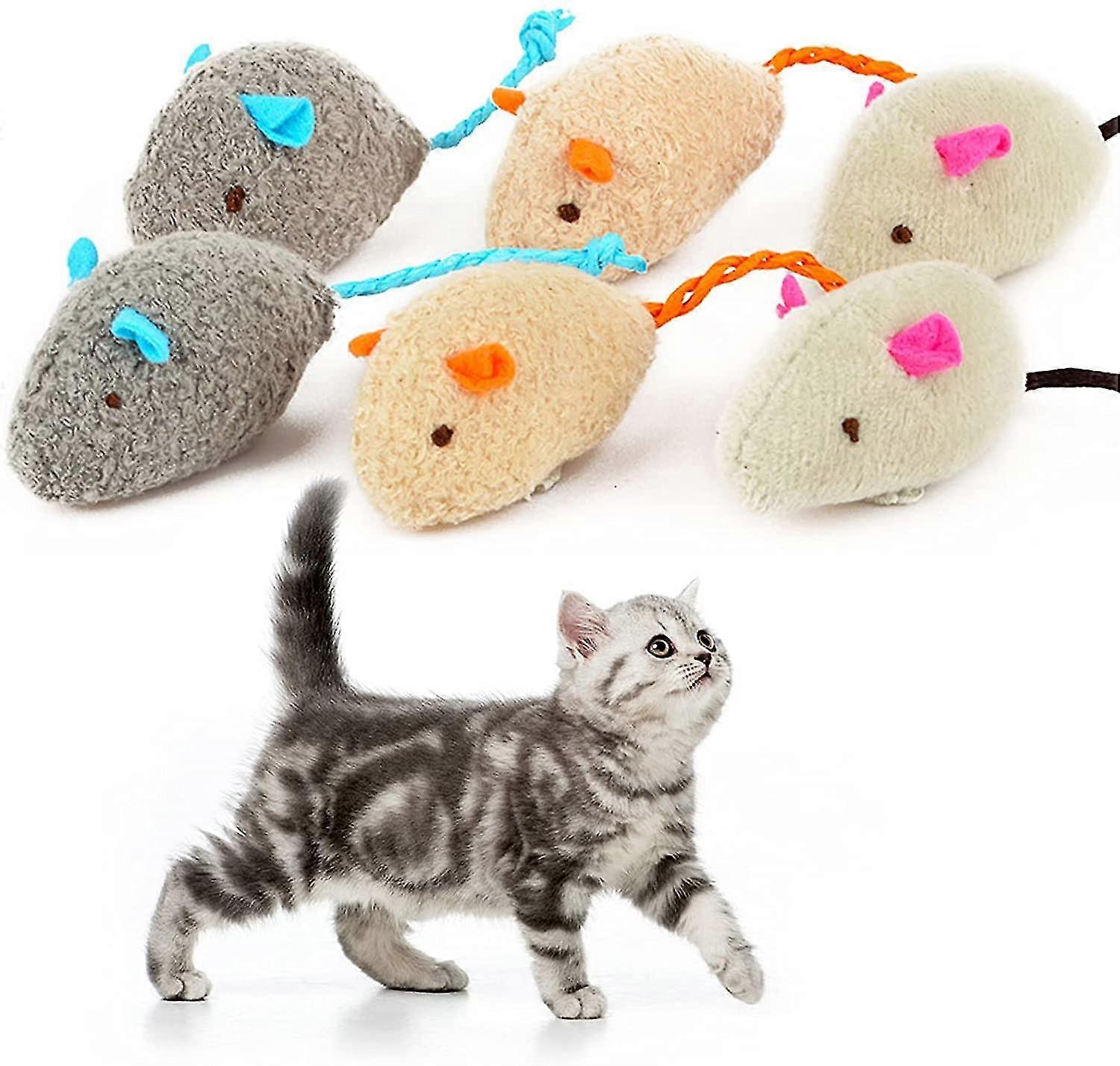6 Pieces Plush Mouse Mice Toys For Cat Kitten Pets Toys