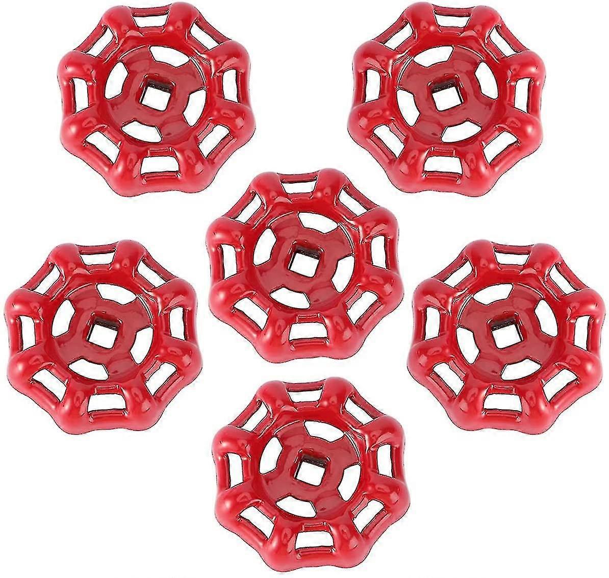 6 Pcs Faucet Handle Valve Switch Handle, Replacement Handwheel Gate Valve, Red 6*6cm