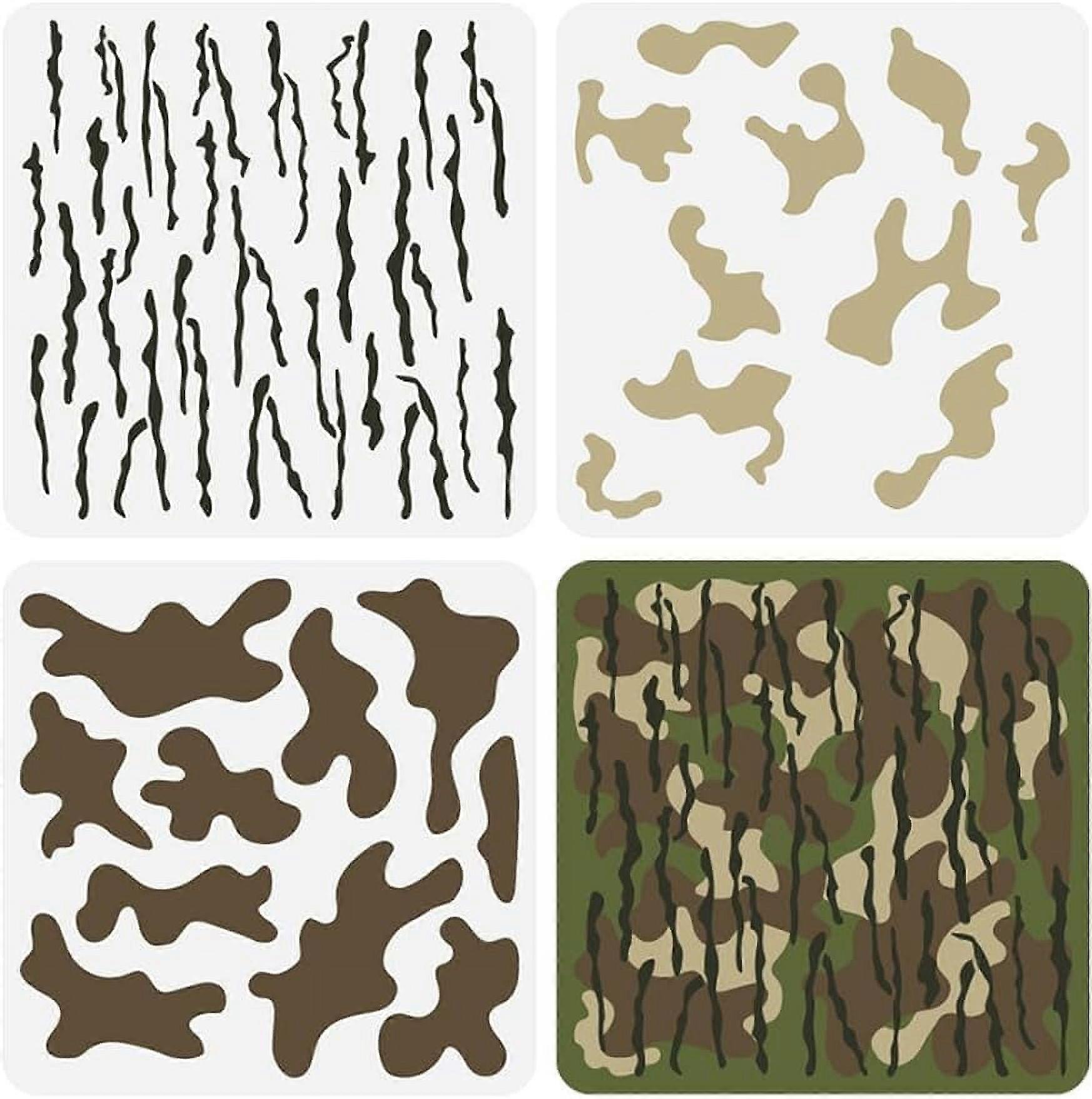3Pcs Layered Camo Stencils Camo Painting Stencil Plastic Camouflage Pattern Stencil Digital Camo Paint Stencils