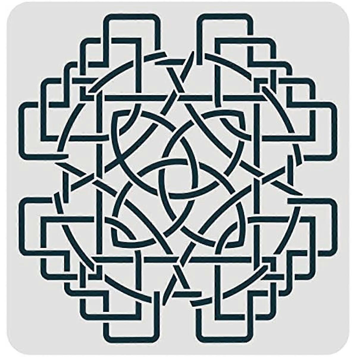 Square Celtic Knot Stencil 11.8x11.8inch Reusable Viking Celtic Knot Stencil DIY Craft Spiral Celtic Symbol Stencil for Painting on Wall Canvas Tile F