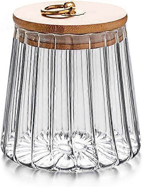 Glass Coffee Nuts Canister Airtight Storage Jar Petal Decorative Container with Bamboo Lid Metal Handle Easy to Grasp 700ml, 23 FL OZ