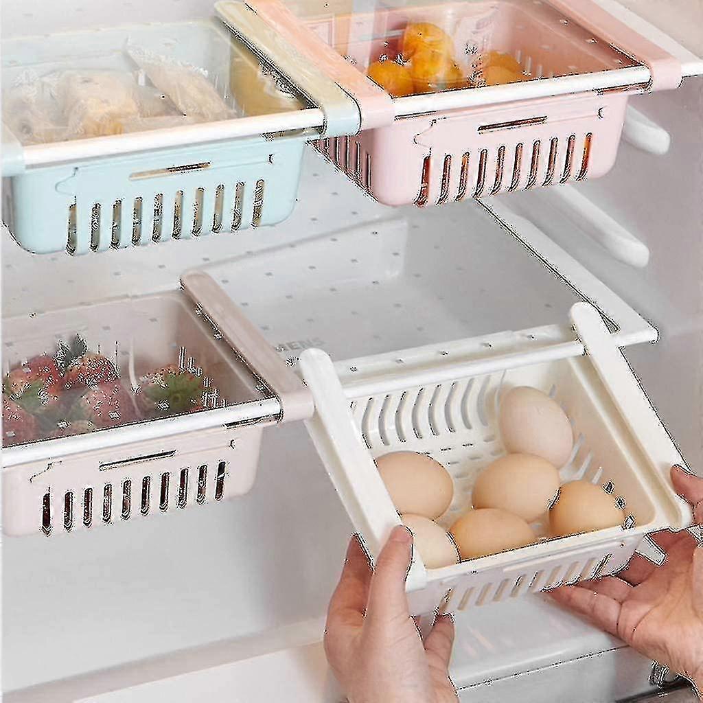 2pcs Retractable Drawer Storage Boxes For Refrigeratorsblue