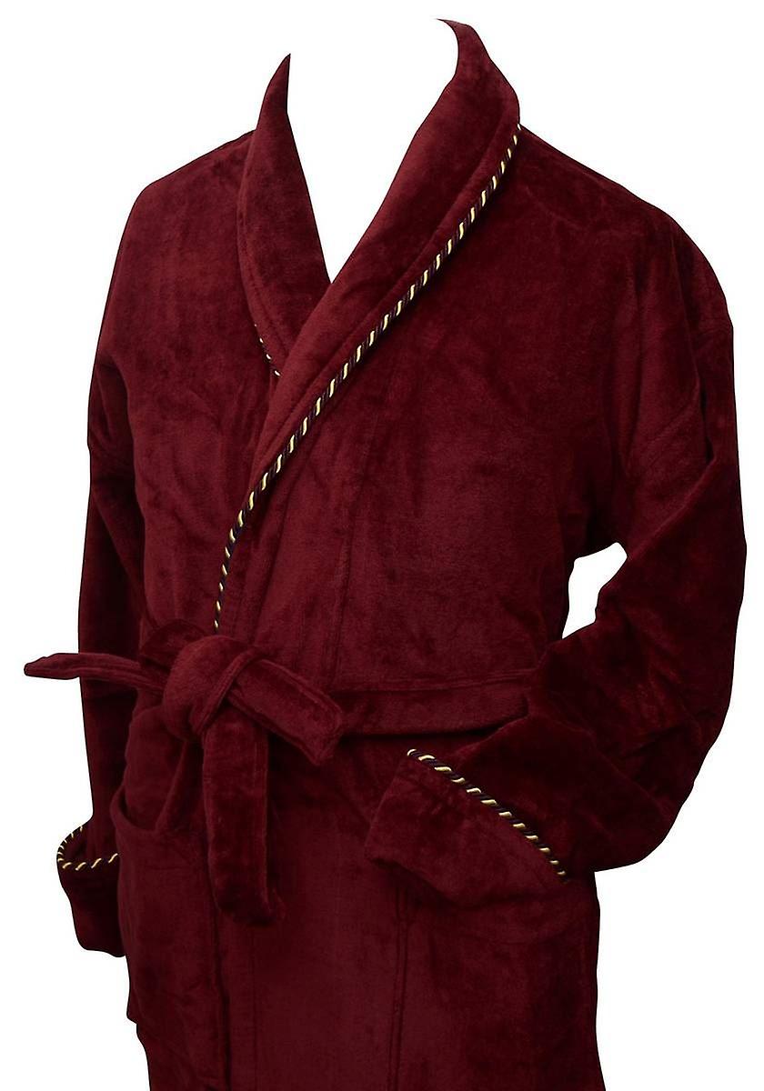 Bown of London Earl Cotton Velour Dressing Gown - Burgundy