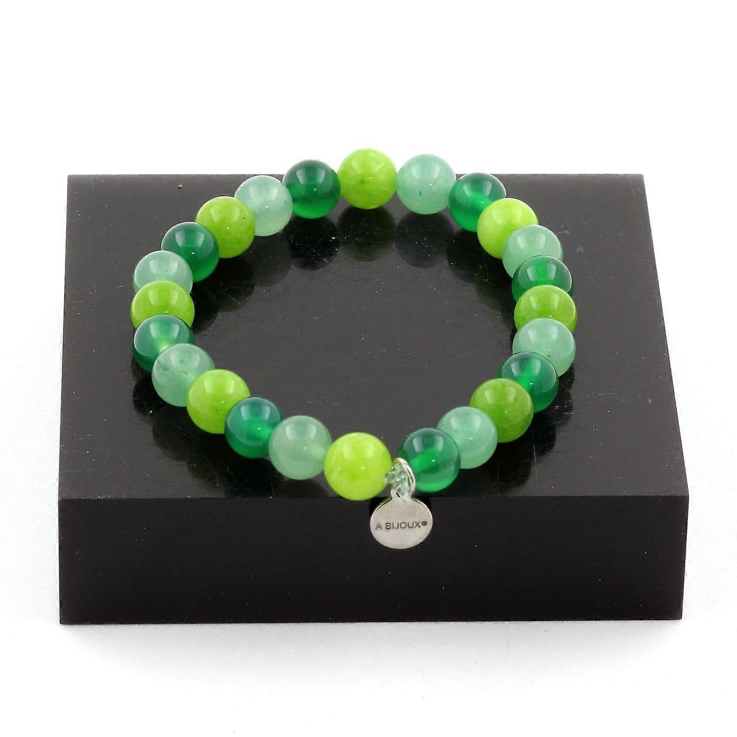Aventurine + Peridot + Green Agate Beaded Bracelet 8 mm