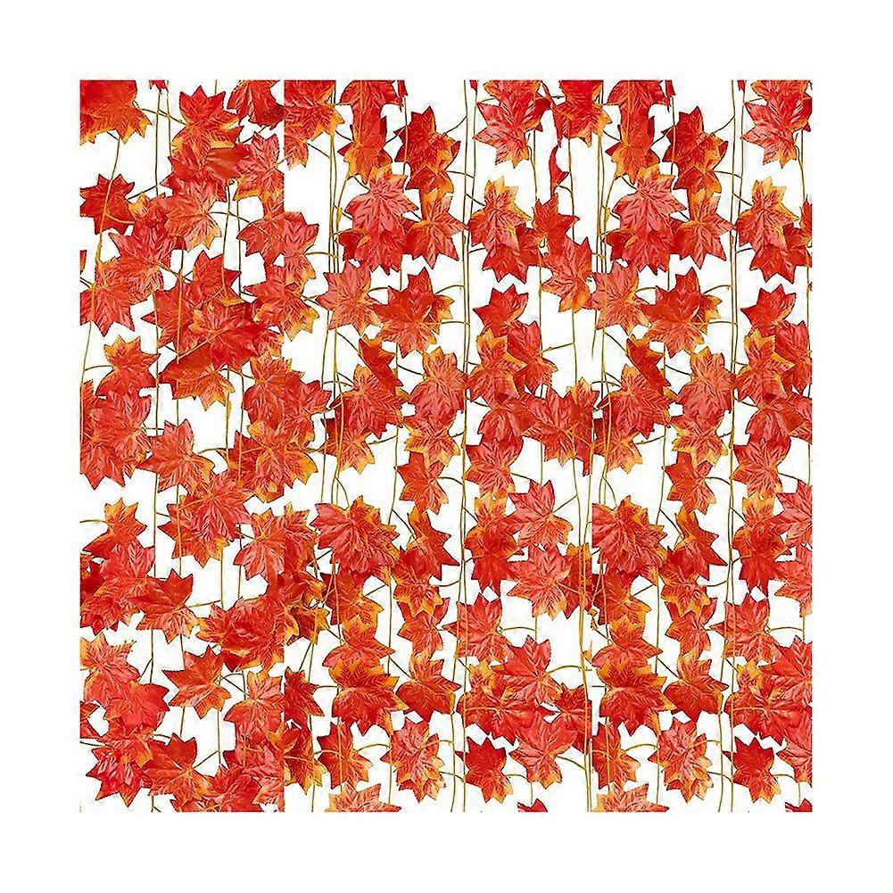 12 Strands Maple Leaves Autumn Ivy Garland Artificial Maple Vines Garland for Thanksgiving,Christma