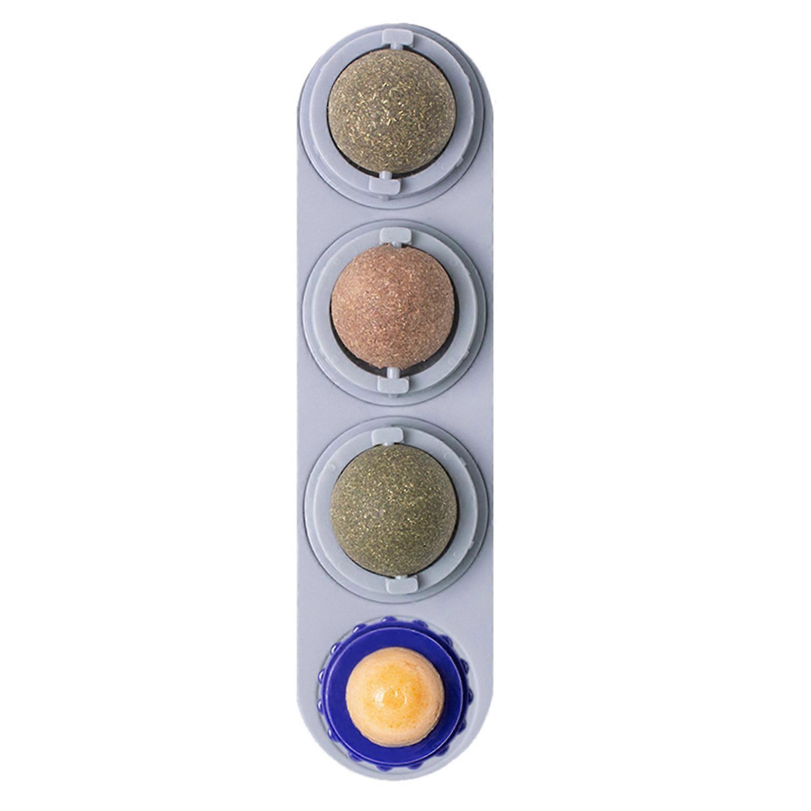 3 in 1 Self-Adhesive Catnip Ball Toys Edible Cat Lickable Ball Chews Toys for Indoor Cat