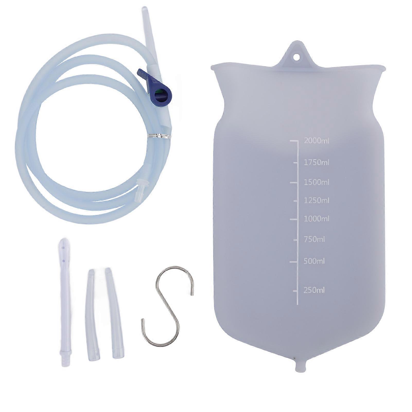 Silicone Enema Bag Kit Portable Enema Douche Bag Home Colon Cleansing Bag Set 2L with Scale