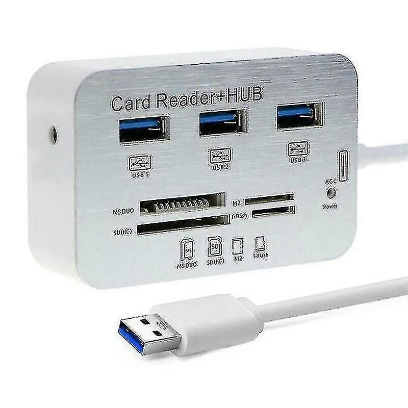 Usb 3.0 Hub Ms Sd M2 Tf Multi-in-1 Memory Card Reader Adapter 3 Port High Speed