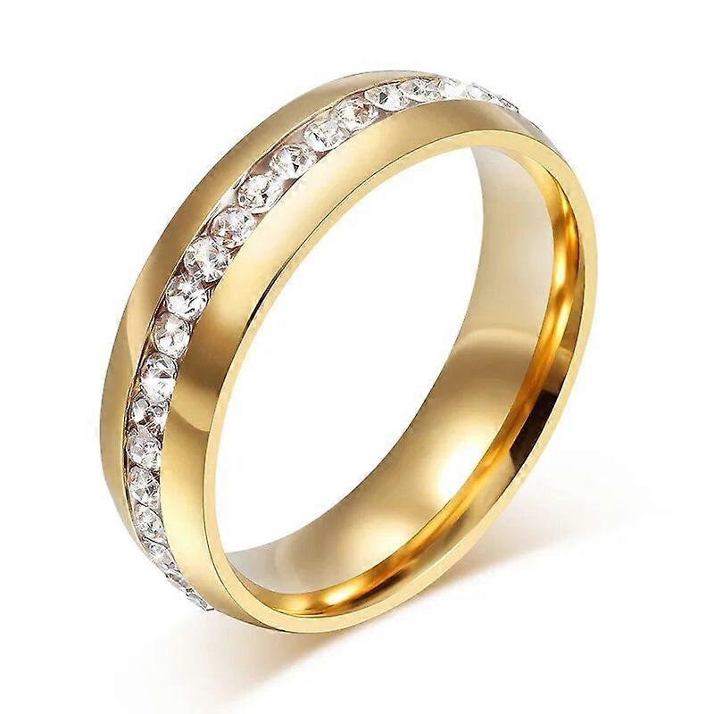 Bague en pierre de cristal à une rangée pour femmes bijoux de mariage en acier inoxydable