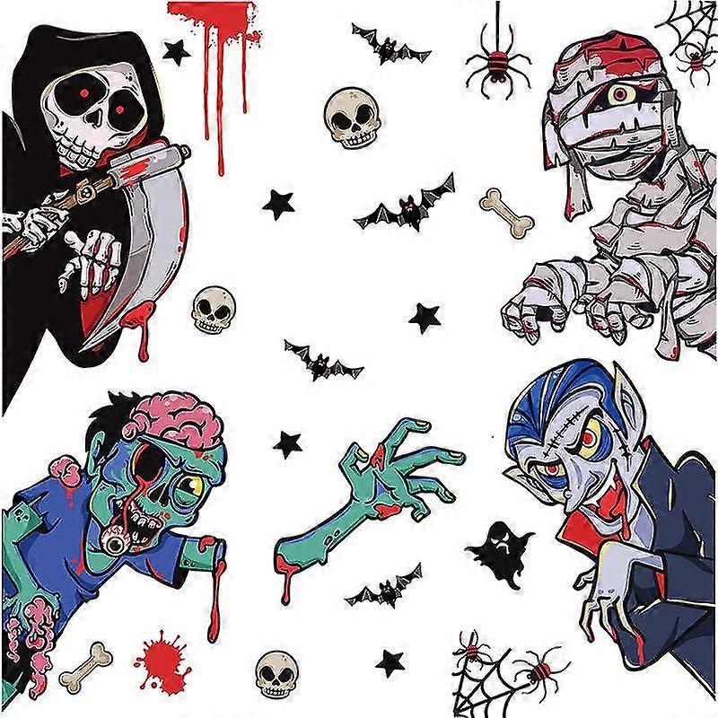 Halloween Window Stickers Halloween Halloween Party Decorations Floods Window Stickers + Mom + Zombie + Bq044