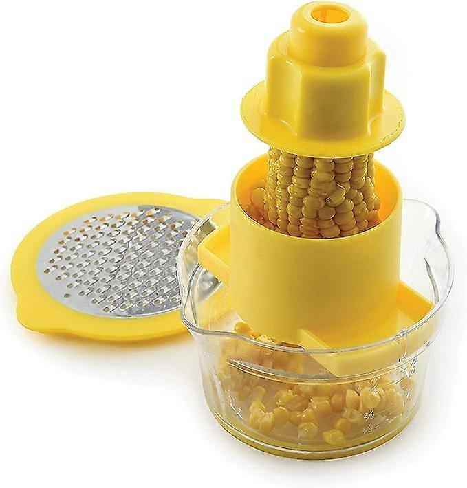 Corn Stripper/Grater with Non-Slip Catch Base, One Size, Yellow