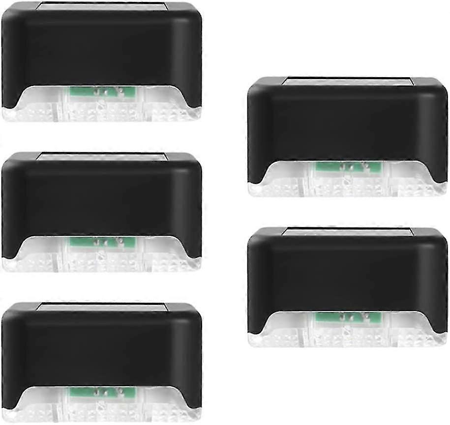 Solar Step Lights Led Deck: 5 Pack Waterproof And Weatherproof Staircase Lighting - White Light