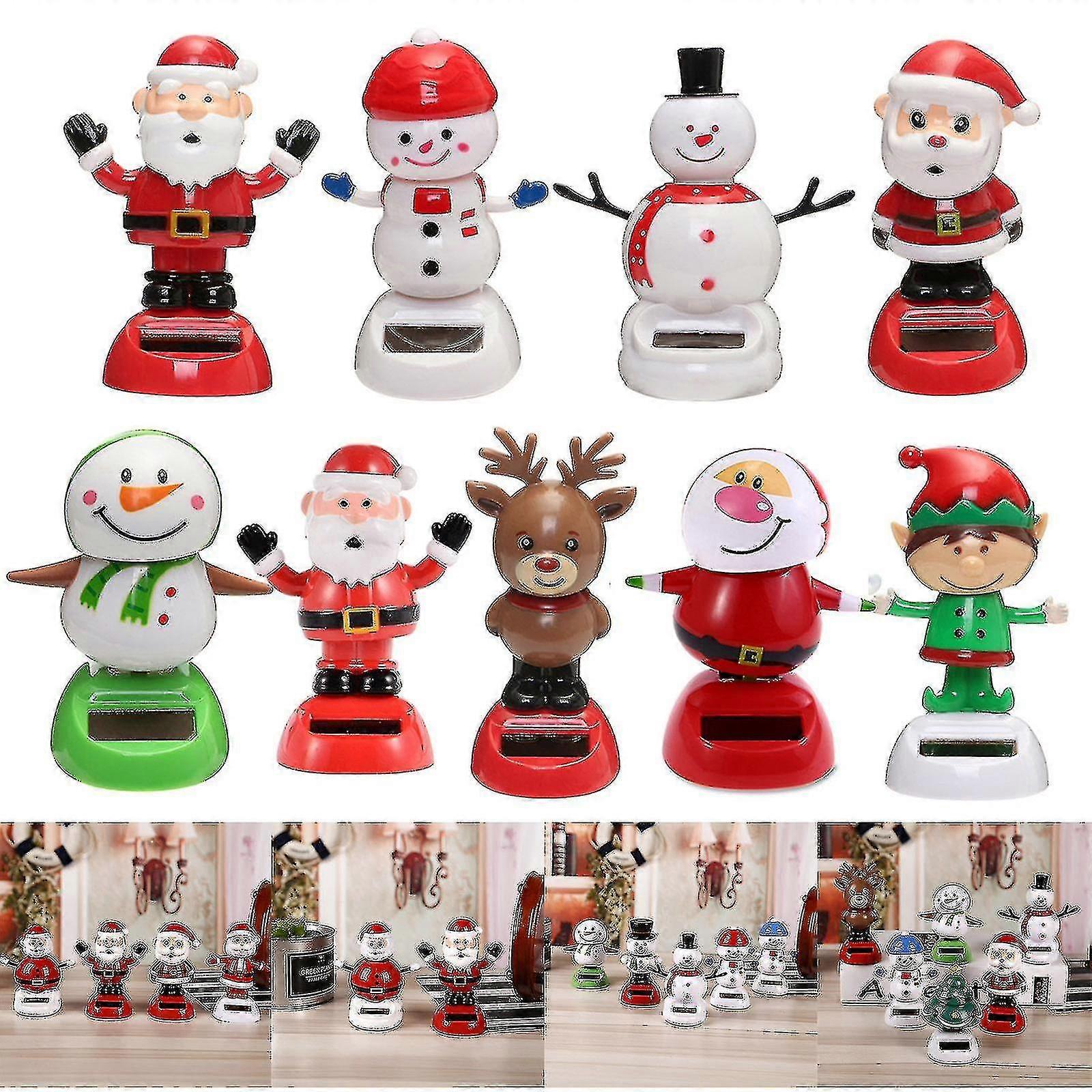 Solar Powered Dancing Ornaments Christmas Tree Snowman Santa Claus Elk Swinging Animated Dancer Toy
