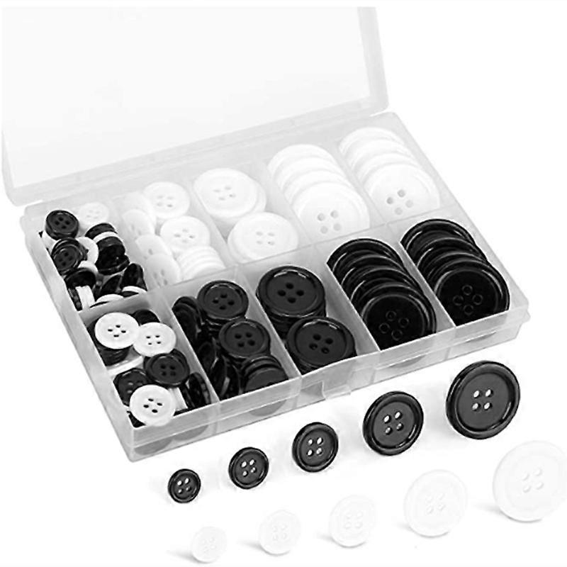 Hand-stitched button 160PCS round resin black and white suit button button sewing button button set 4 eye hole button