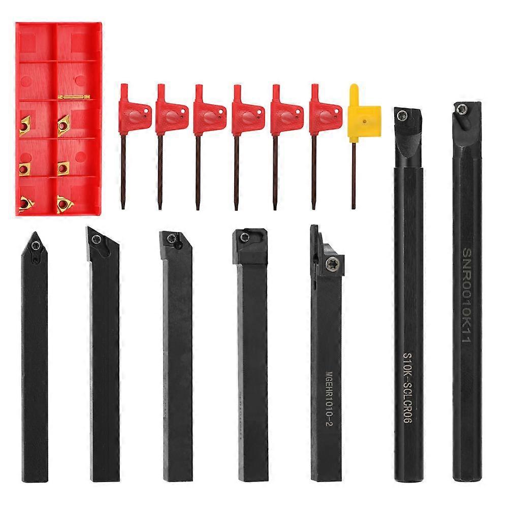7pcs 10mm Shank Lathe Metal Turning Tool Holder Boring Bar lathe tools lathe cutter Turning Rod Industrial with Carbide Inserts