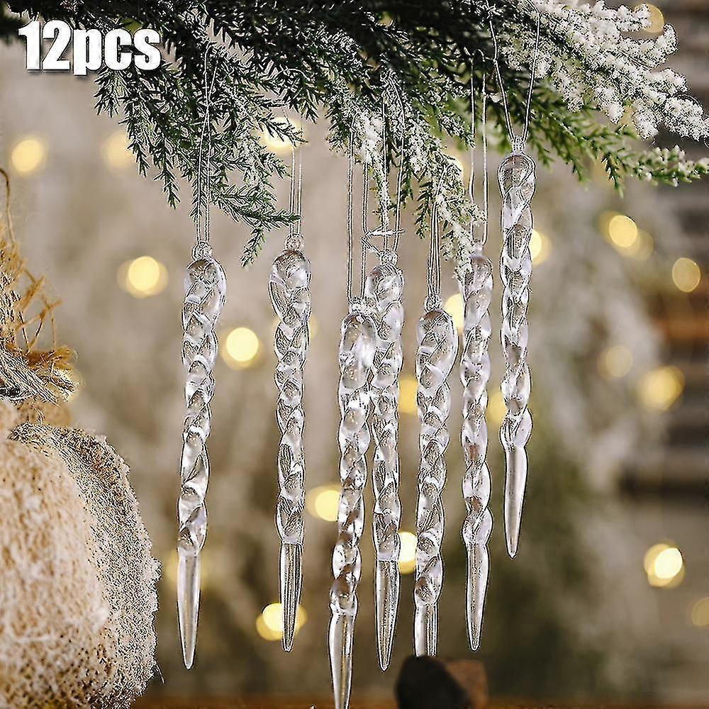 12kpl joulukuusen riippuva jääpuikkokoriste Koti joulu joulujuhlat Koristelu Prop