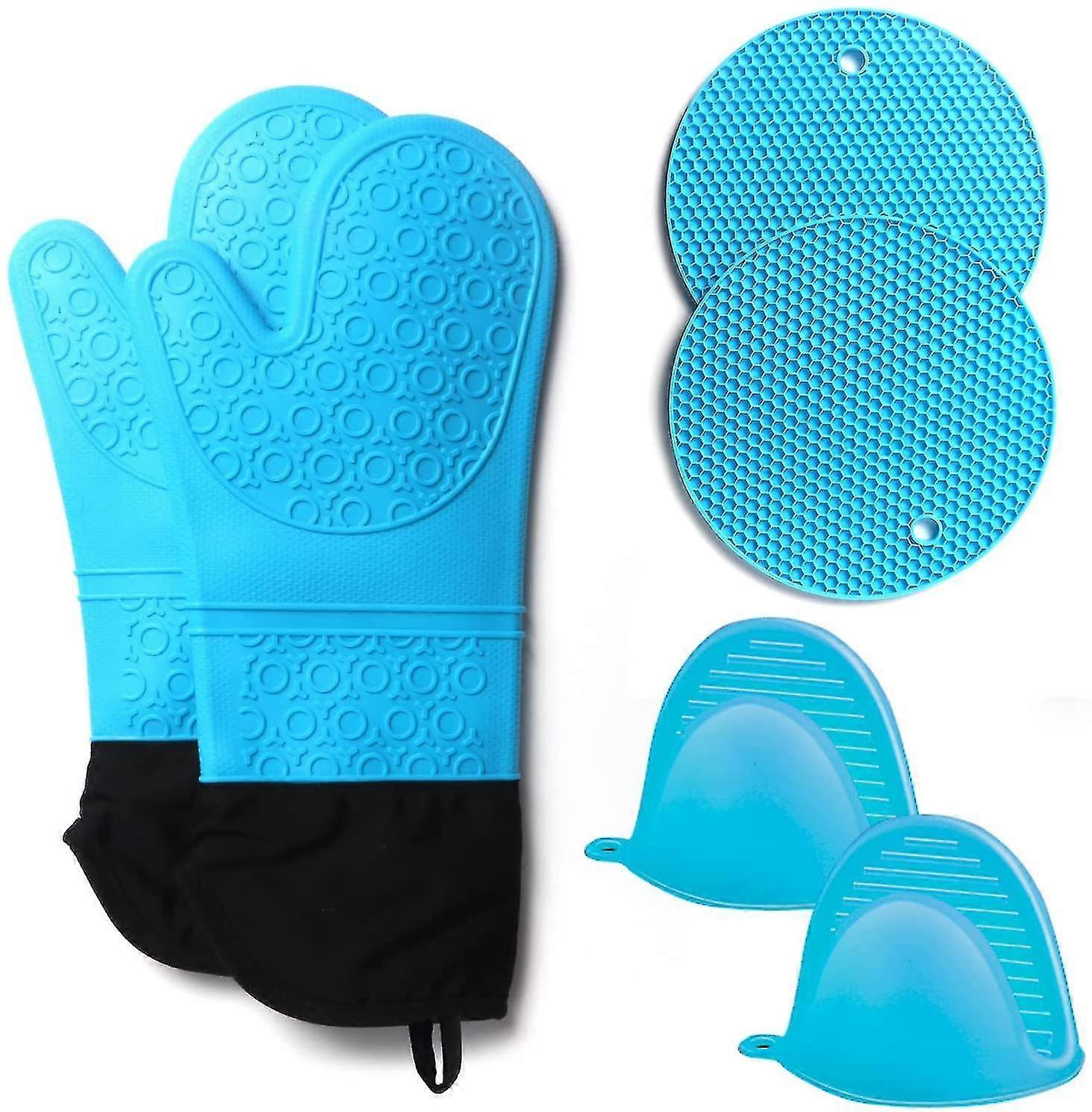 2026 NEW Silicone Oven Mitts, Kitchen Oven Glove Blue