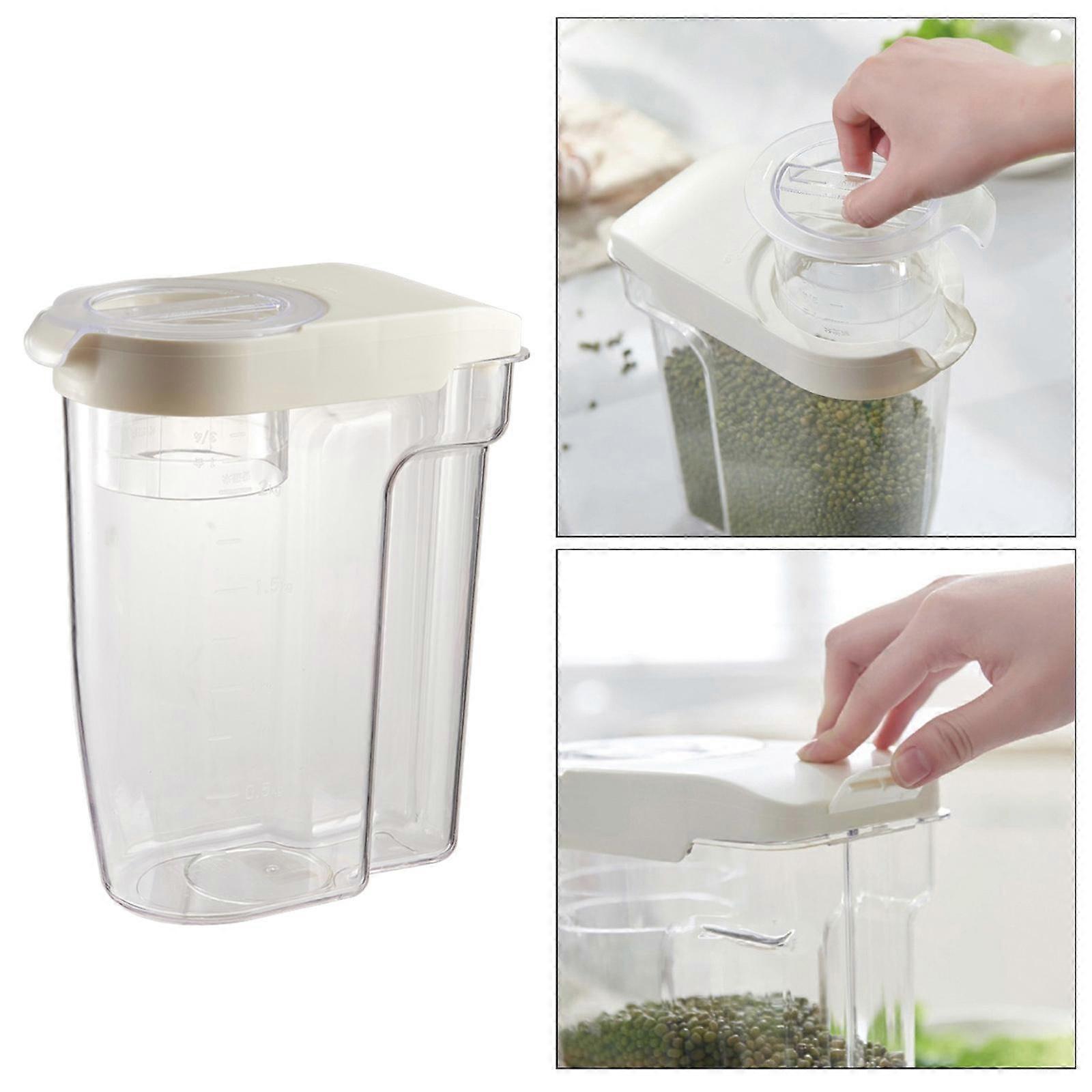 2L Rice Storage Dispenser with Built-in Measuring Cup BPA Free Plastic Cereal Container - Red