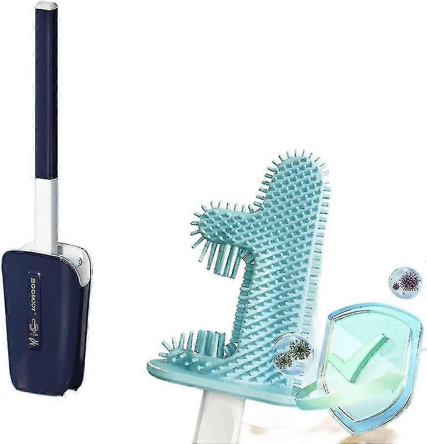 Kaktus-WC-harja, pitkäkahvainen pehmeä silikoninen Flex WC-puhdistusharja nopealla kuivalla pidikkeellä