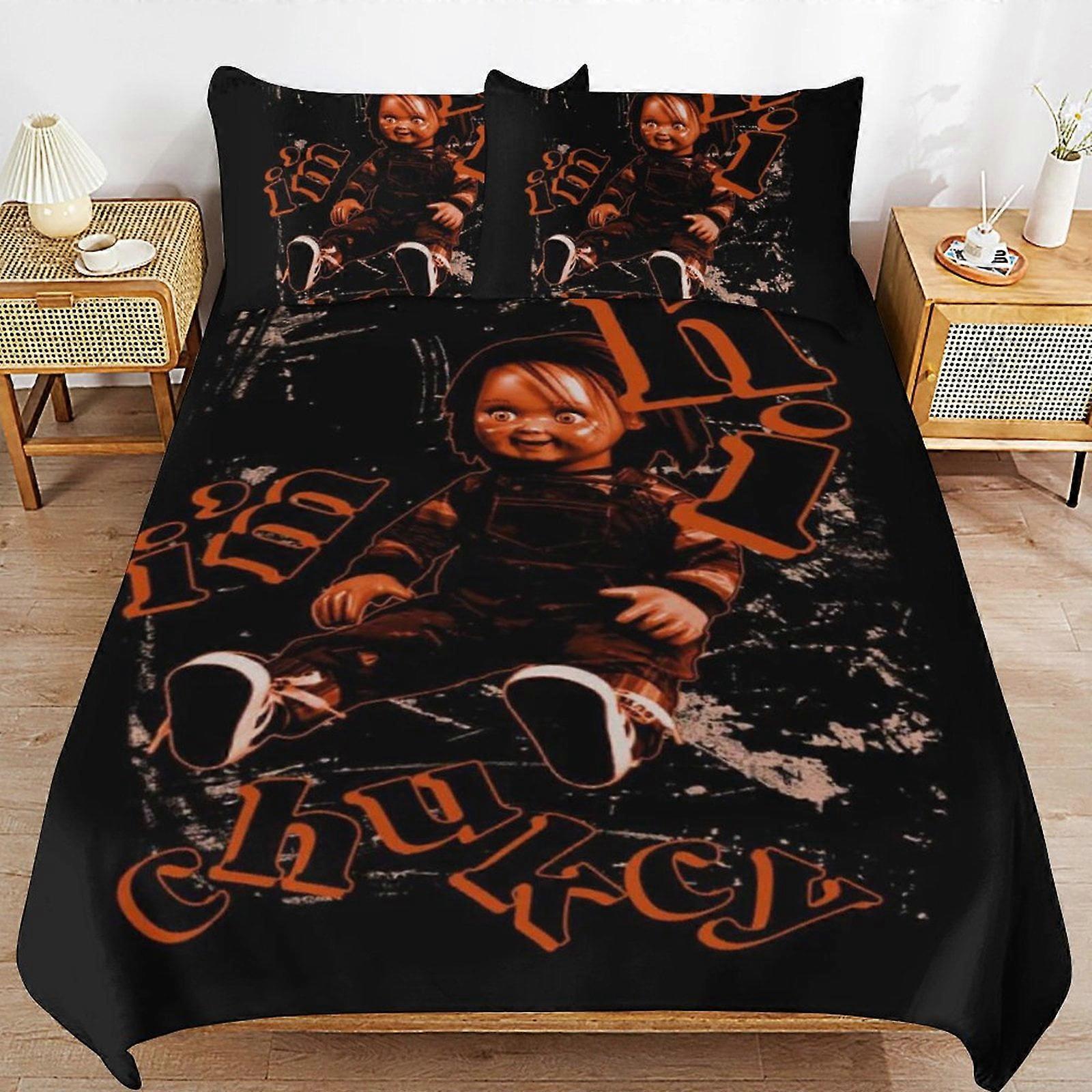 Bedding set WM49 Bride of Chucky Bedding Set Duvet Cover Comfortable and Lightweight Cartoon Bedding 3 Piece (Multiple sizes to choose from)  SW49