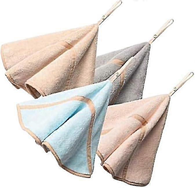Soft And Absorbent Hanging Hand Towels, 4pcs/set, Polyester Material For Long-lasting Durability