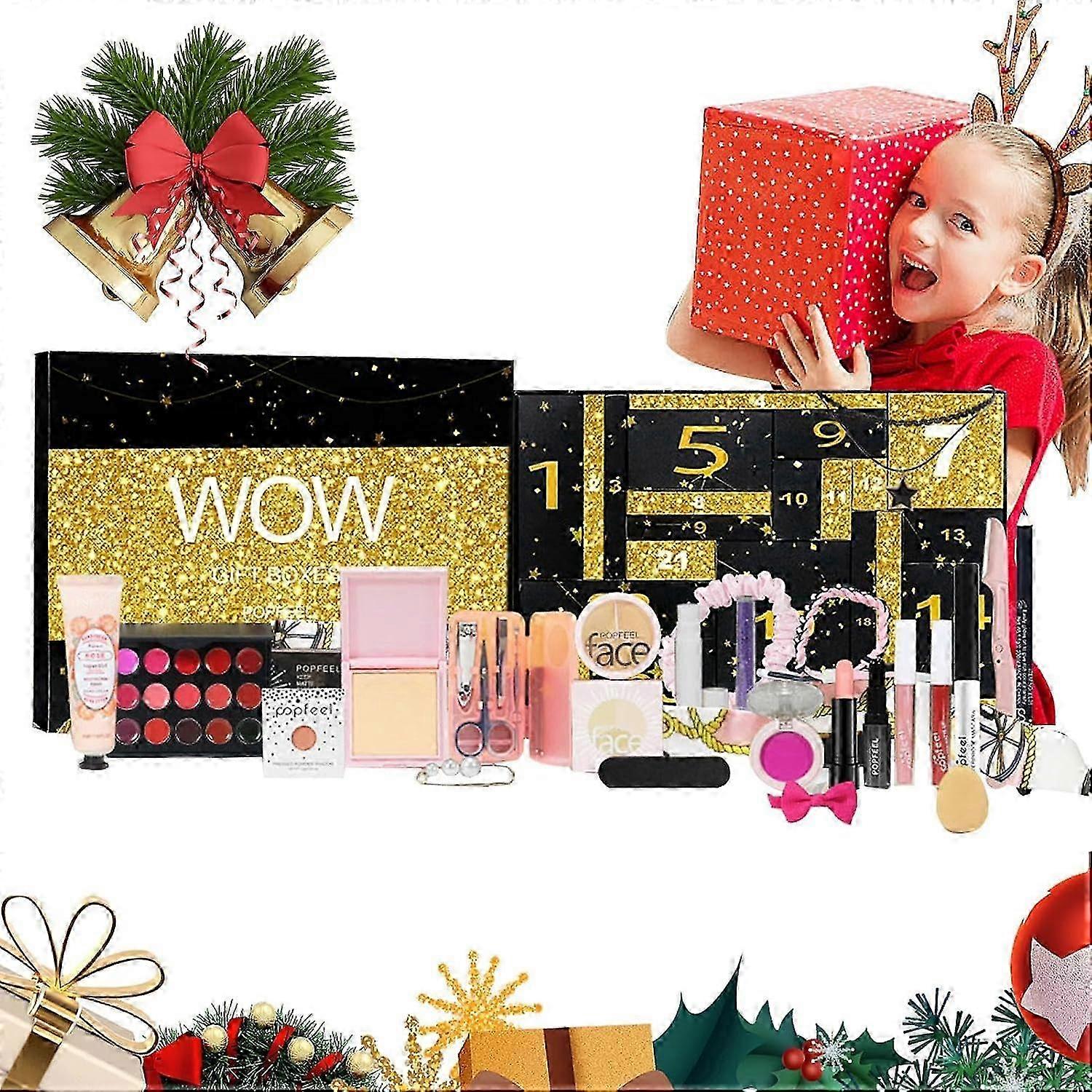 24 Days Beauty Advent Calendar, Makeup Set Advent Calendars, Lipstick & Eyeshadow, Countdown to Christmas, for Women Girls