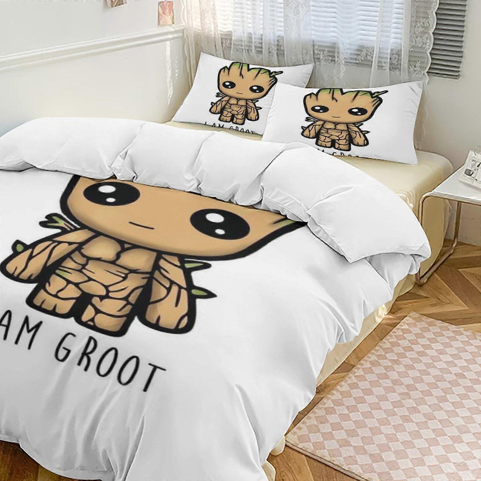 Parure de lit Gs47 I Am Groot Down Housse de couette Ensemble de literie en microfibre Ensemble léger 3 piècesLéger et confortable SH47