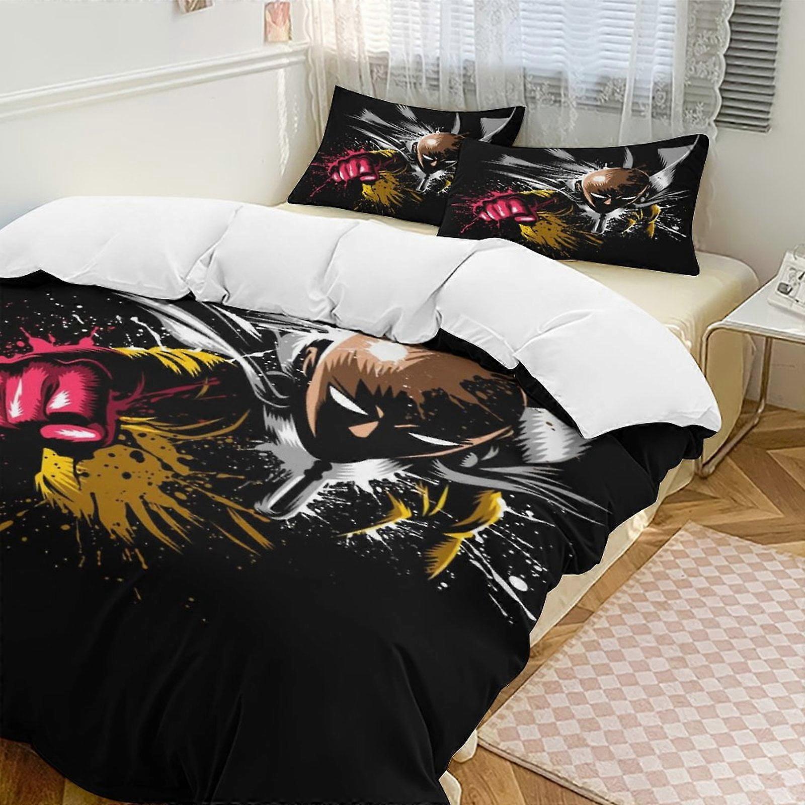 Bedding set Gs493 One-Punch Man Anime Home Bed 3-piece Set,Lightweight and comfortableMultiple sizes to choose from SH493