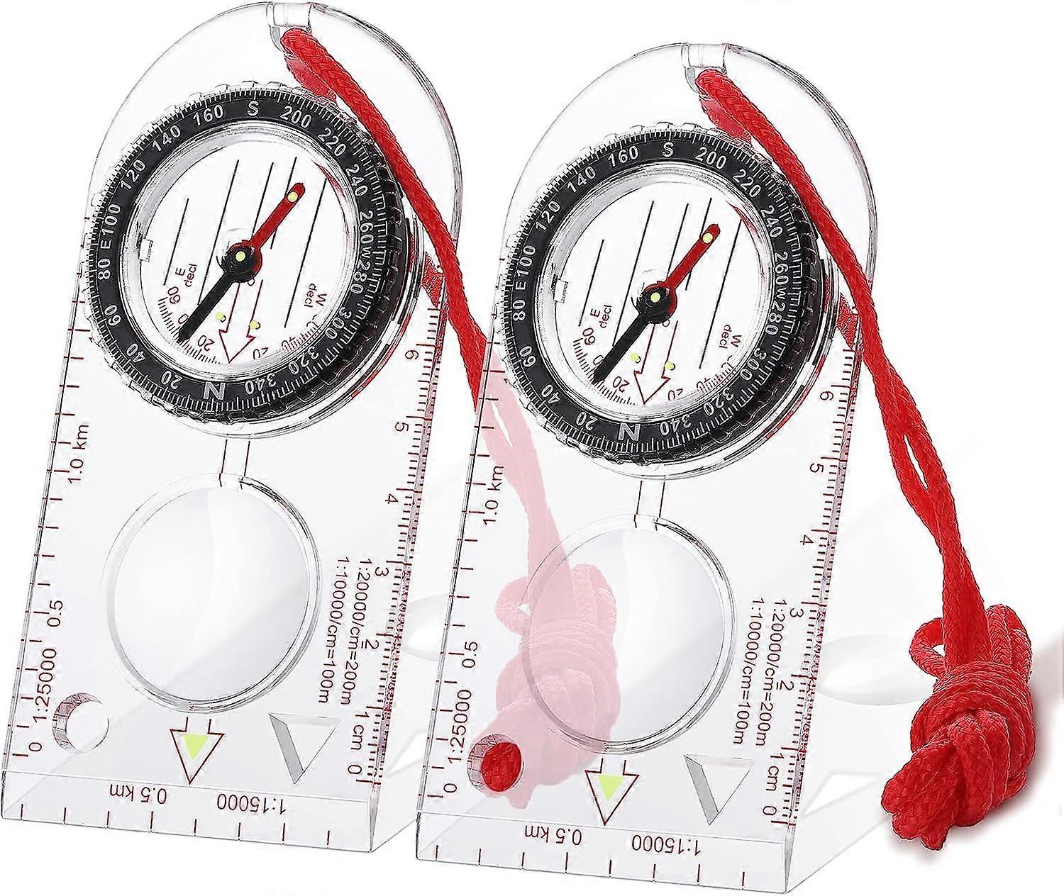 Compass, (2 Sets) Adjustable Scout Compass, Orienteering Compass, Lightweight Mountaineering Compass with Tilt for Adventure Map Reading, Orienteering