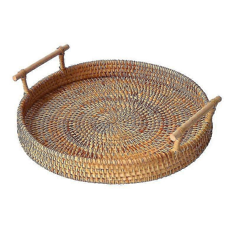 Round Hand Woven Fruit Stora Basket Bread Serving Hanrafted Tray Basket Bread