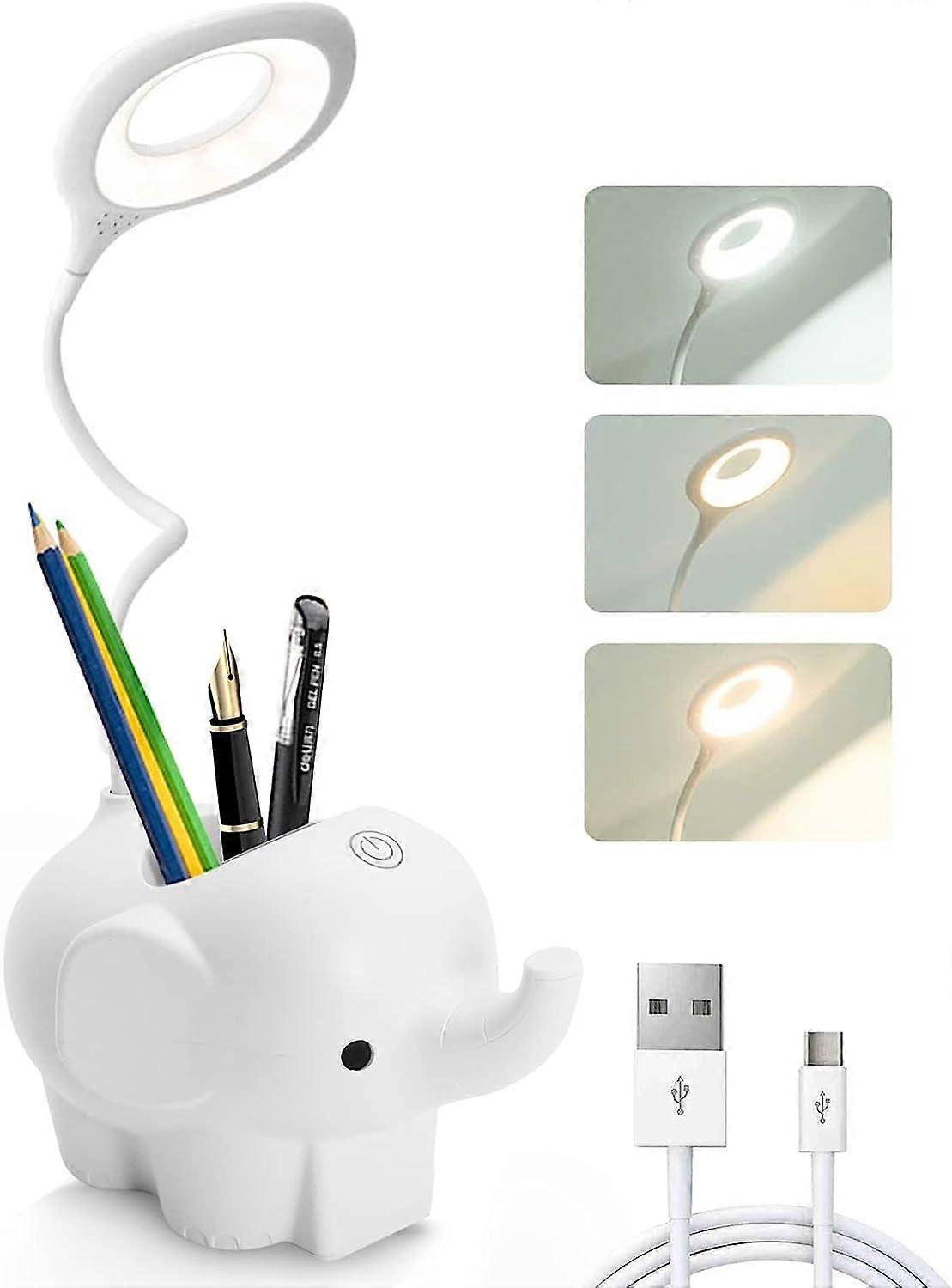 LED Desk Lamp with Pen Holder - Wireless and Touch Control Light - Adjustable and Flexible - USB Rechargeable Battery - Ideal for Bedroom, Office - Wh