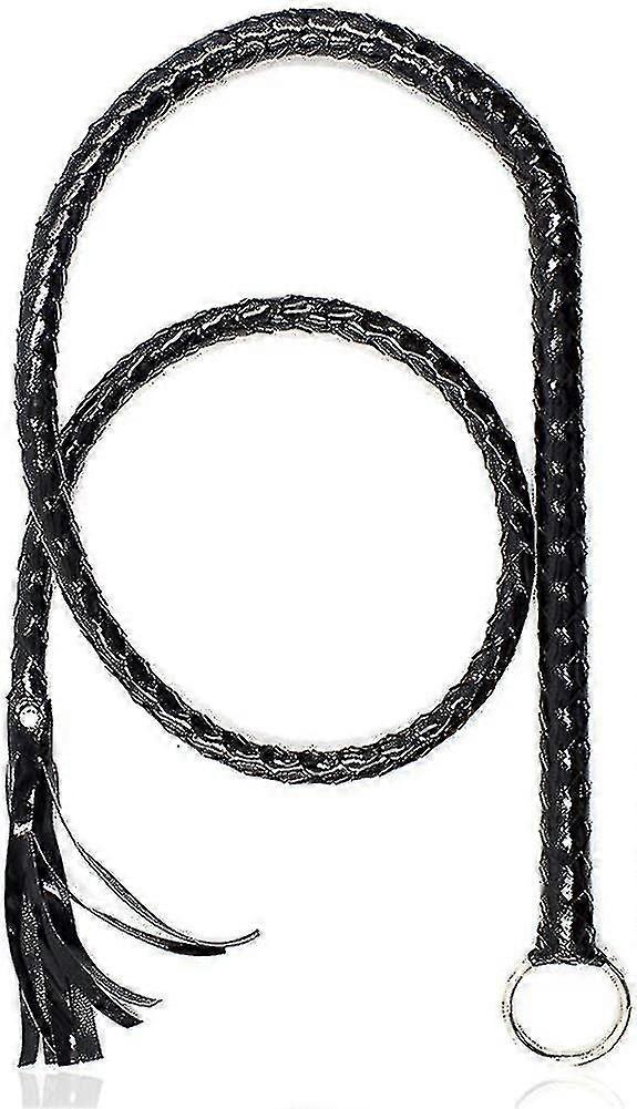 جلد صناعي أسود سوط زي سوط صناعة يدوية Bullwhip ، سوط زي ملحق 1 قطعة ، أسود)