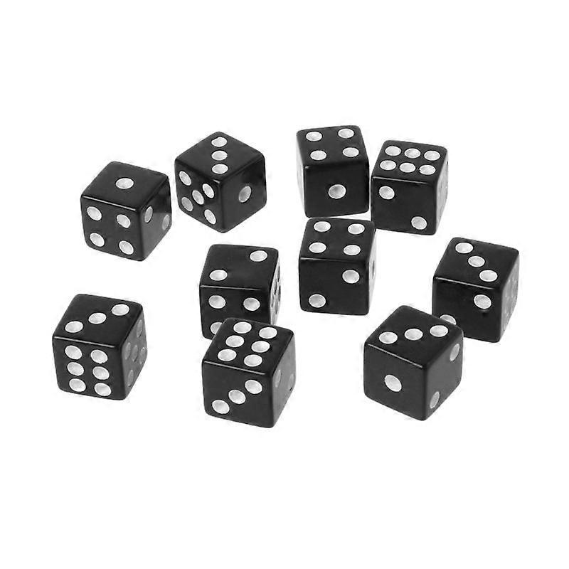 10pcs 16mm Acrylic Dice Black/White 6 Sided Casino Poker Game Bar Party Dice Drop Shipping
